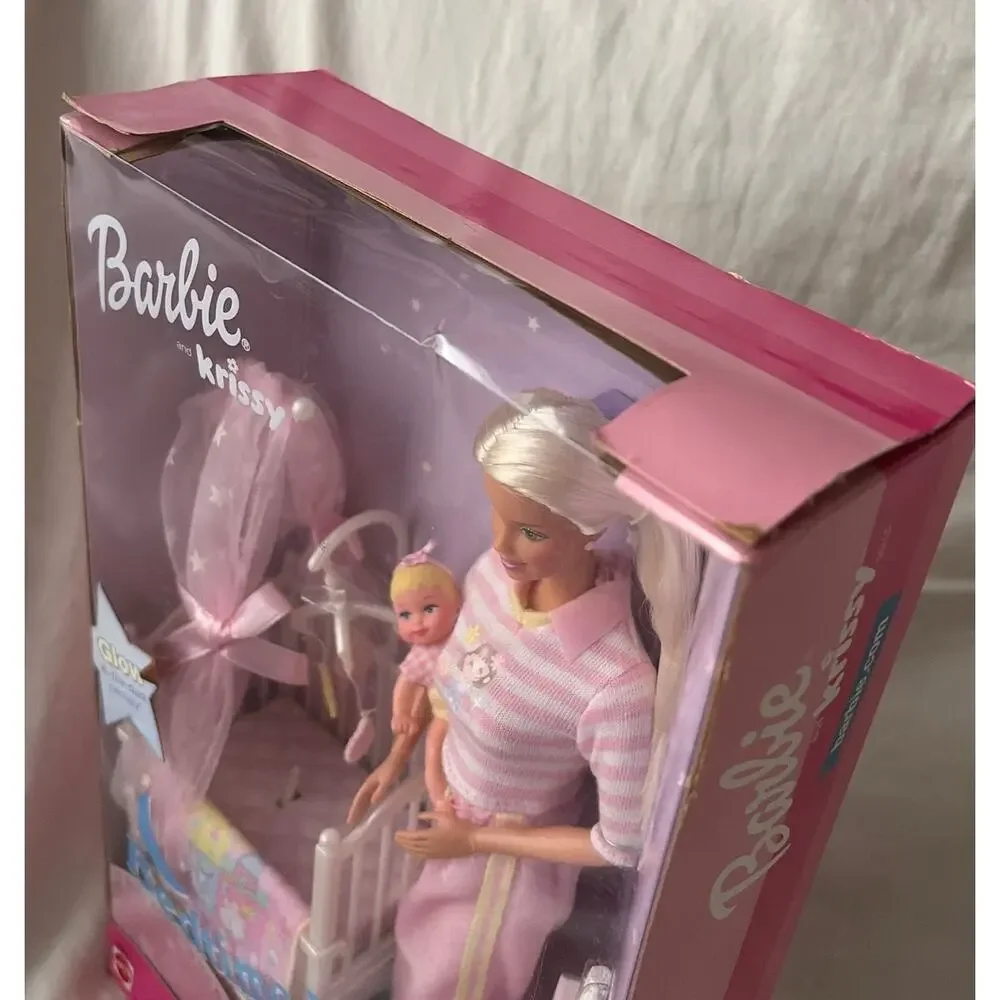 NIB Vintage Bedtime Baby Barbie & Krissy Dolls Glow in Dark Rocking Crib *read*